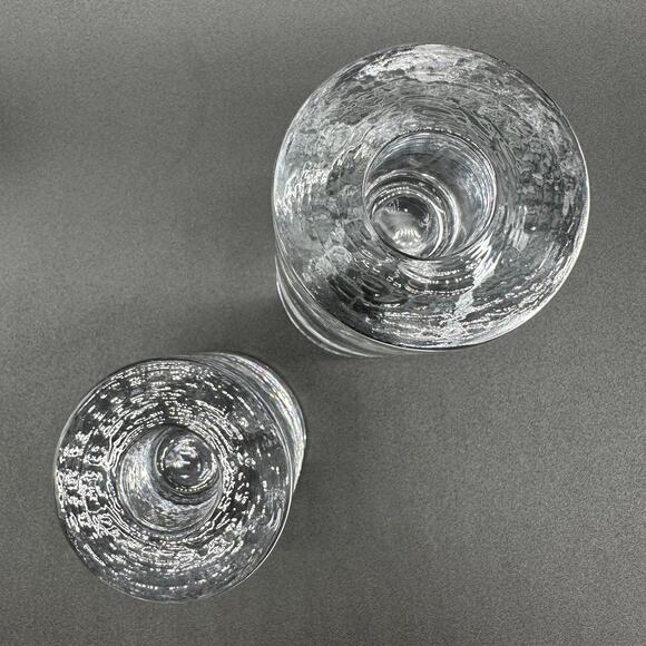 Recycled Glass Taper Candle Holders Made in Thailand Ice Glass Round Cylinder x2 - Picture 8 of 13